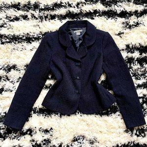 Ann Taylor Women's Blazer Jacket Long Sleeve Snap Button Navy Blue Size 2